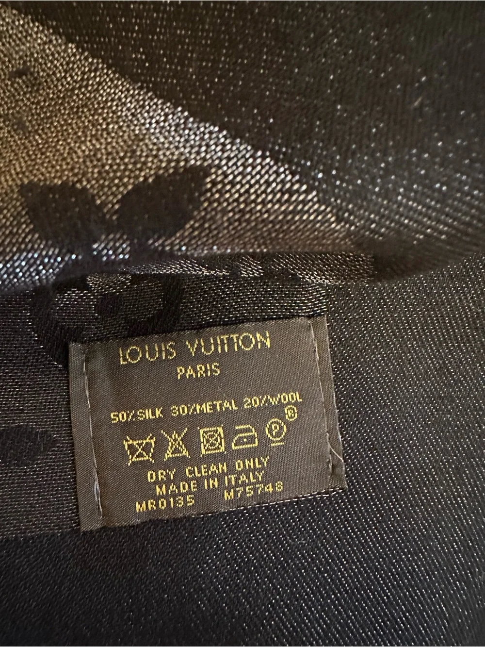 Louis Vuitton Black Metallic Monogram Shawl